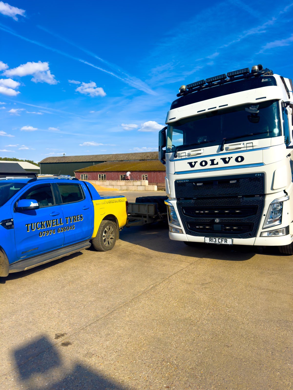 Tuckwell Tyres service vehicle beside a lorry