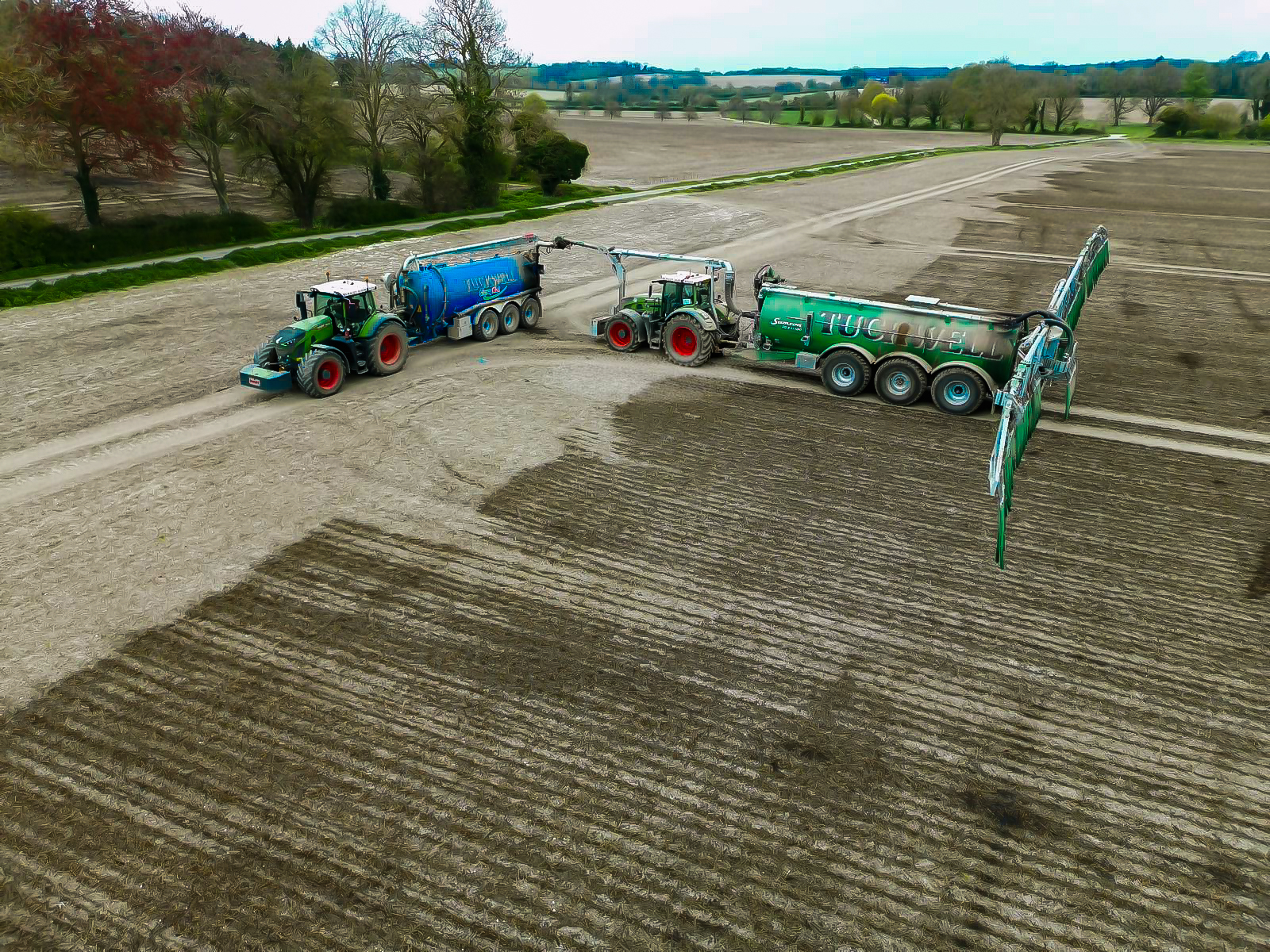 Agricultural machinery working on site